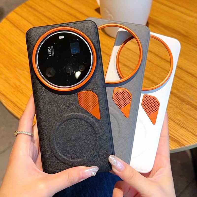 สําหรับ Xiaomi 15 Ultra, 14 Ultra Case ELVEV Hard PC PU หนัง Anti-slip การกระจายความร้อนเลนส์โลหะฝาครอบโทรศัพท์