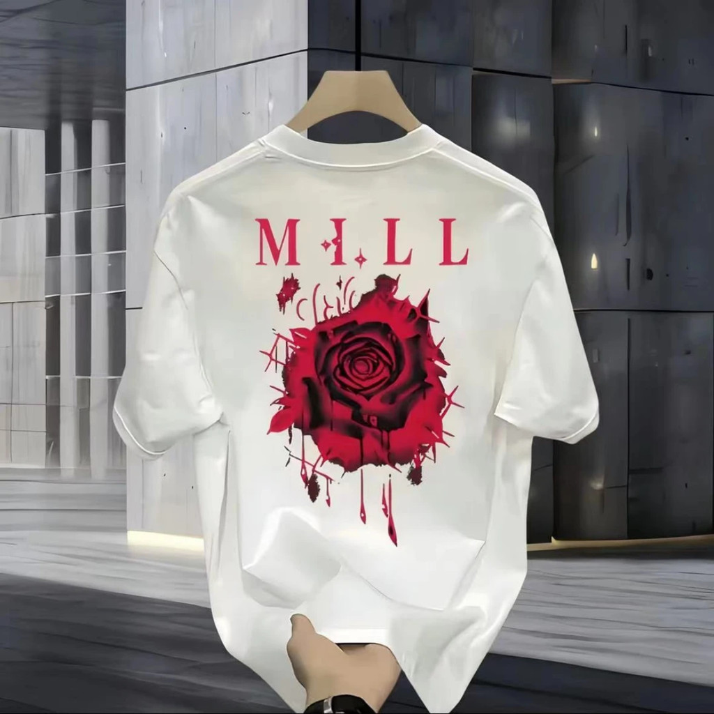 2025 NEW 2025 Heavyweight New American Style Temperature-Changing Rose Print Pure Cotton Loose Round