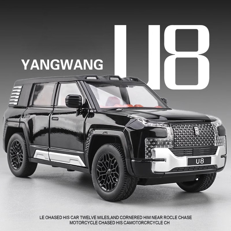1:24 BYD LOOK UPAT U8 SUV รถ Diecast รุ่นเสียงของเล่นเด็กเครื่องประดับตกแต่งบ้านของสะสมของขวัญสําหรั