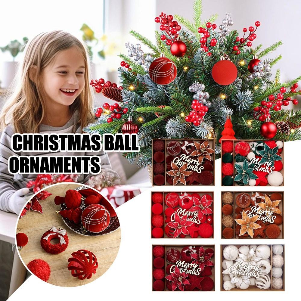 ชุดลูกบอลคริสต์มาสสีสันสดใสตกแต่งต้นคริสต์มาส Xmas แขวนเครื่องประดับลูกบอล P7m1
