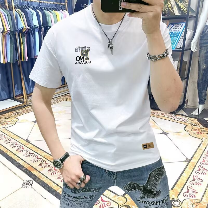 COD 2025 Men's T-Shirt Short Sleeve Simple Printed Top Slim Fit Ins Korean Style Half Sleeve Trendy 