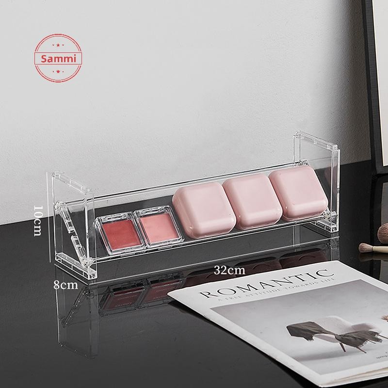 Sammi 3 ชั้นอะคริลิคเครื่องสําอางชั้นวางอายแชโดว์อเนกประสงค์ถาด Blush ชั้นวางของ Creative Desktop ของเล่น Sundries Organizer TH - รูปที่ 4