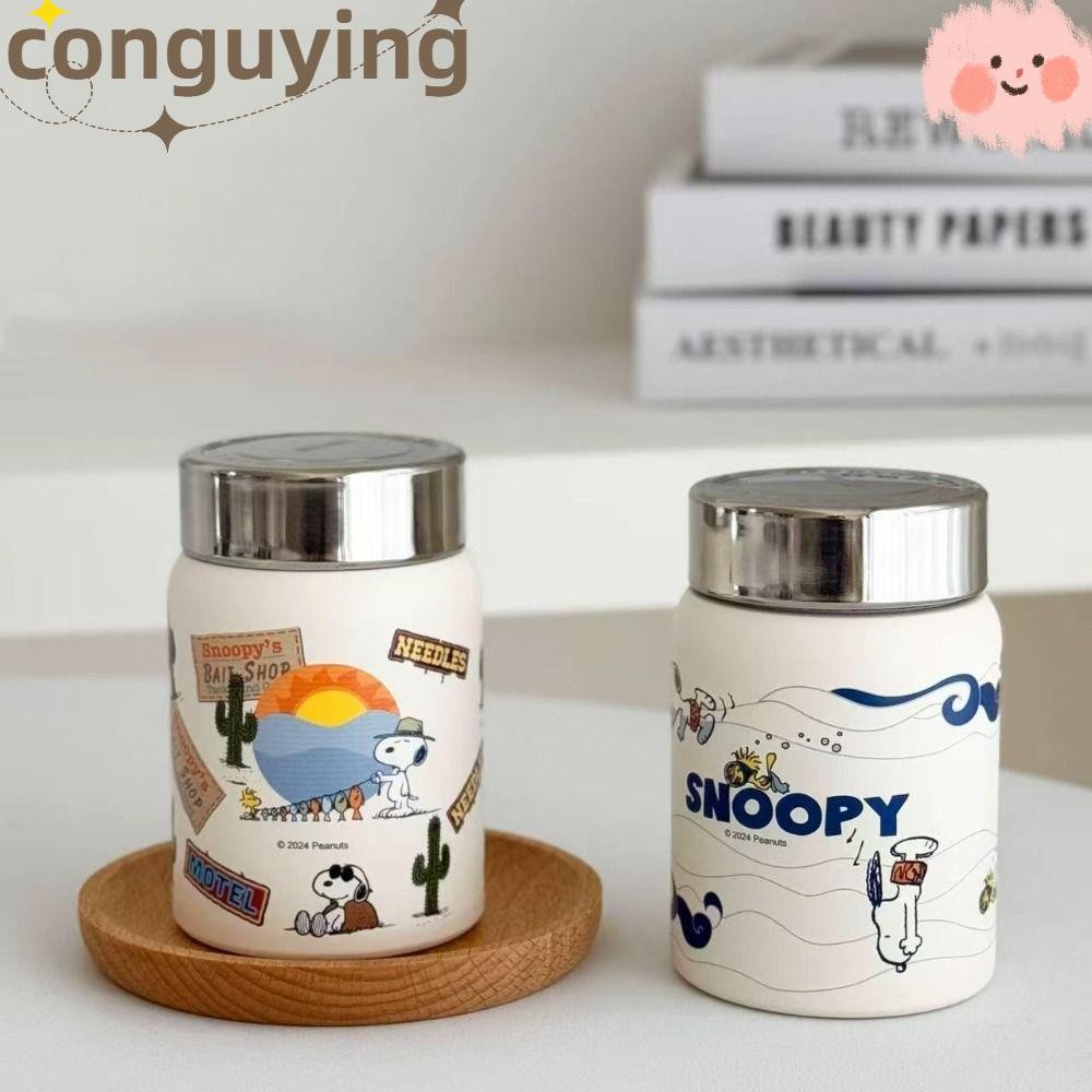 การก่อสร้าง แก้วกาแฟสําหรับเดินทาง, การ์ตูนป้องกันการรั่ว สนูปปี้ ถ้วยเก็บความร้อนขนาดเล็ก, สแตนเลสแบบพกพา 280มล ขวดน้ําฉนวนน้ําหน