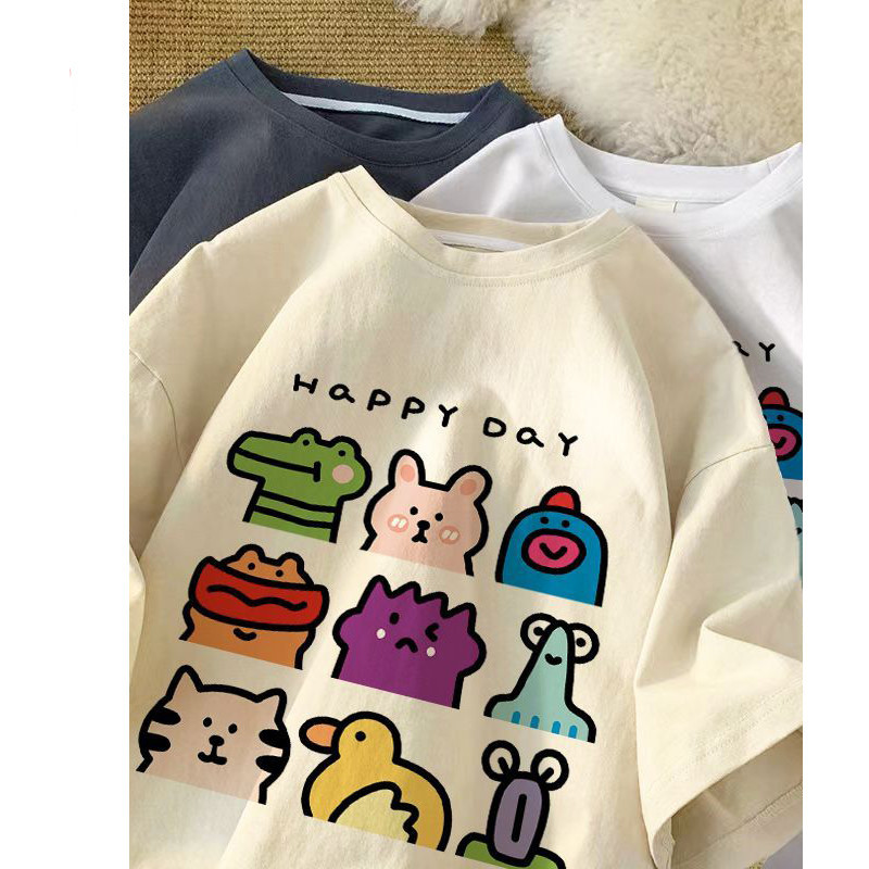 🔥พร้อมส่งทันที & รองรับเก็บเงินปลายทาง🔥RINA STUDIO เสื้อยืดคู่กับลูก (ใหม่): ผ้าฝ้าย 100% แขนสั้น, ทันสมัยใช้ง่าย