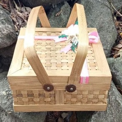 ( R25) กล่องสานไม้ไผ่ Bamboo Basket Cangking Box 25cm | อีตะกร้าไม้ไผ่ | จัดส่ง | กระเช้า | กล่องใส่