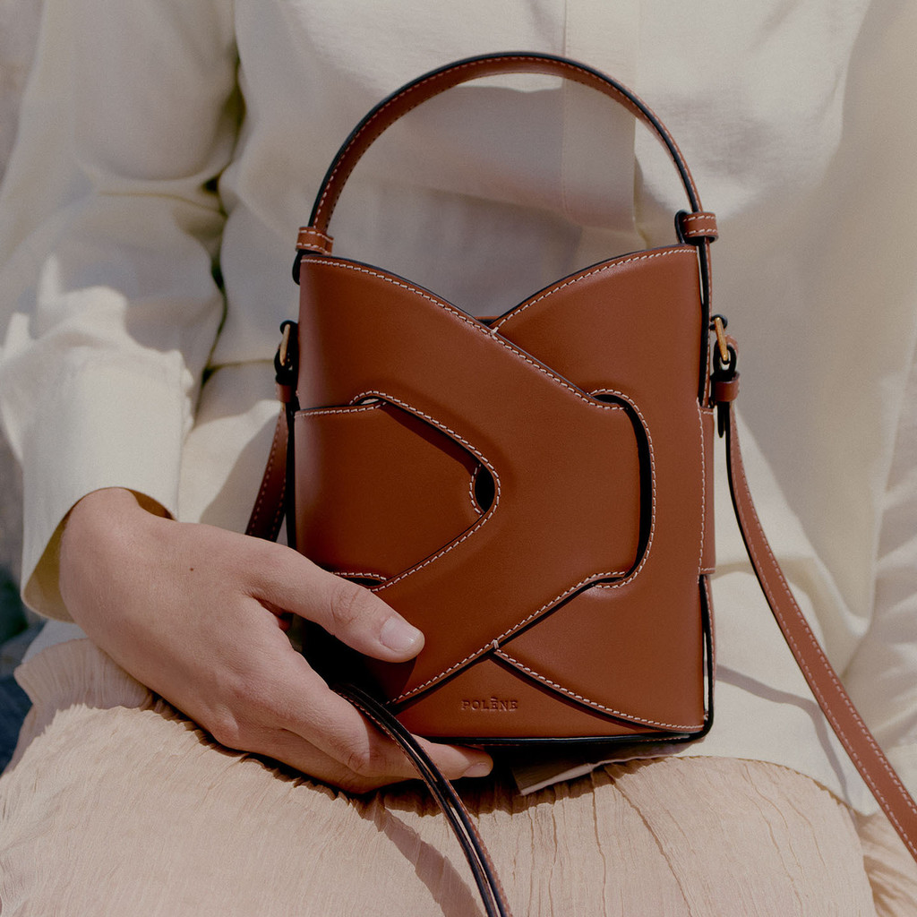 Polene Poleneทอกระเป๋า2025 Polene Polene NODDE SEAU Cowhideกระเป๋าสะพายข้างแบบพกพาหลากสี