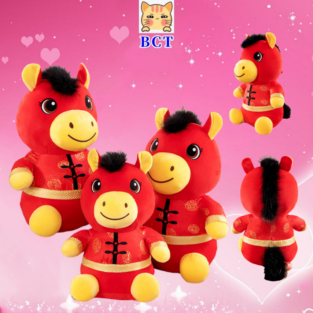 BCT มาสคอตปีมะเมีย ชุดถัง สไตล์แห่งชาติ ม้า โพนี่ งานแต่งงาน ประชุมประจําปี มังกร ม้า ของเล่นตุ๊กตา 