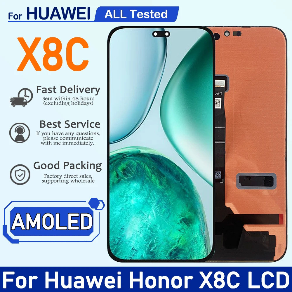 6.7 Amoled สําหรับ Huawei Honor X8c Lcd Abr-lx1 หน้าจอสัมผัส X8c จอแสดงผล Digitizer เปลี่ยนชิ้นส่วนป