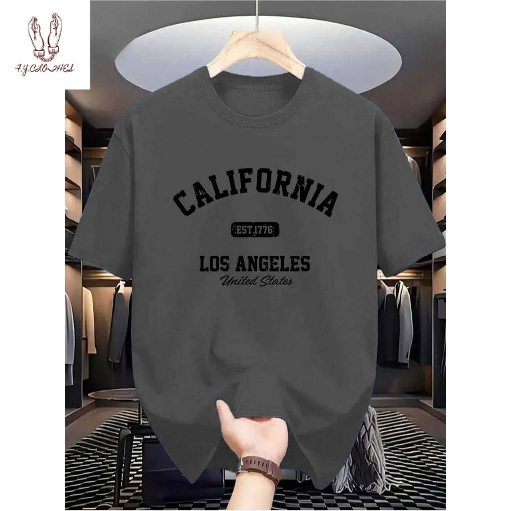 (จัดส่งตลอด 24 ชั่วโมง)แฟชั่น ผู้ชายและผู้หญิงผ้าฝ้ายเสื้อยืดฉากพิมพ์ตัวอักษรเสื้อแขนสั้นเสื้อลําลอง