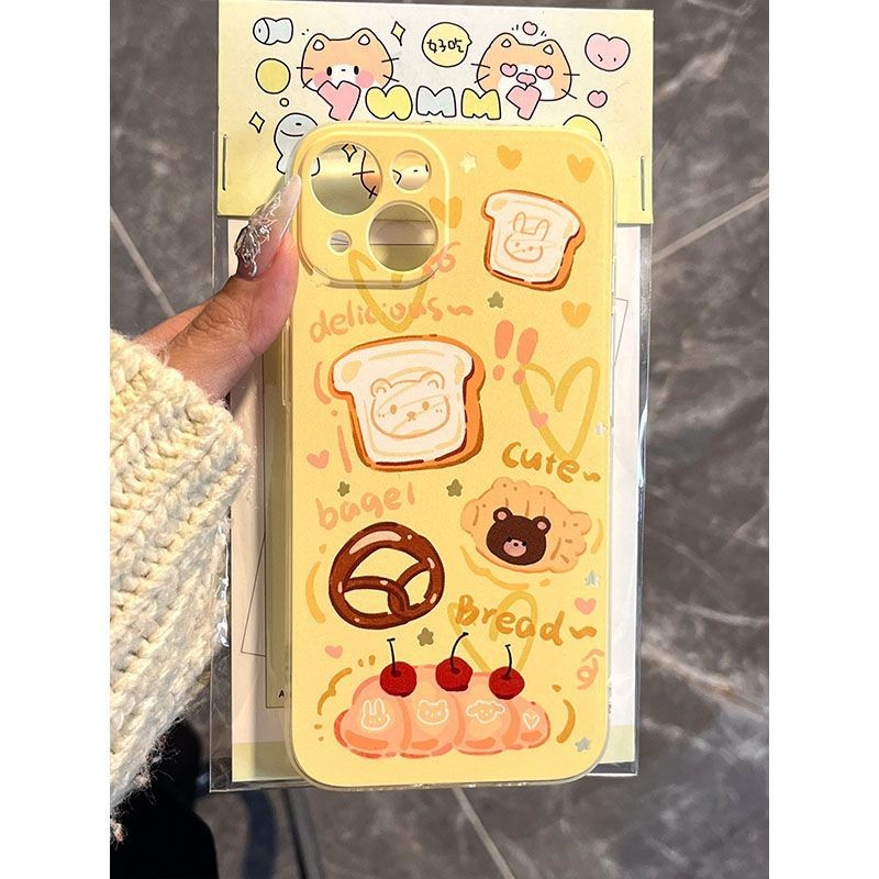 น่ารักเชอร์รี่ขนมปังนุ่มกรณีIphone 17 Pro Max 17 air 16E 15 Pro Max 11 13 Pro Max 14 15 16 Plus Ip 1