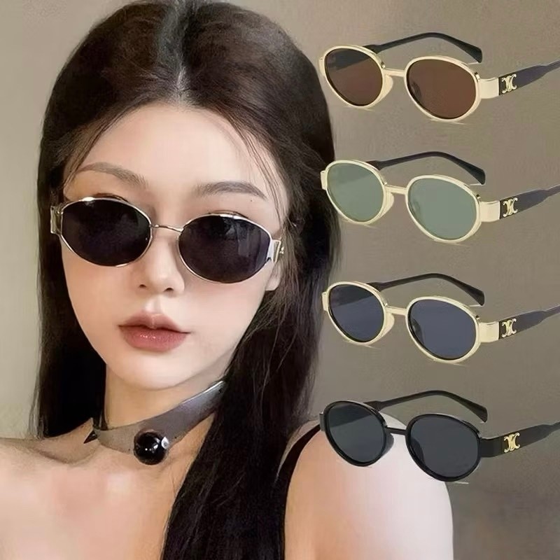 HZ แว่นกันแดดกรอบสีดําป้องกันรังสียูวีของผู้หญิงนําเข้าแว่นกันแดดแฟชั่นป้องกันรังสี K77