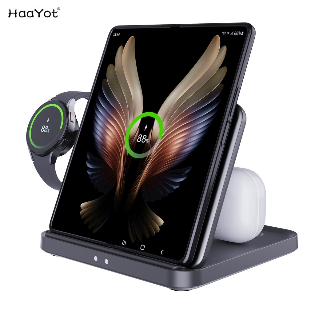 HaaYot Professional Galaxy Z Flip & Fold 7 6 5 Wireless Charger Stand Fast Charging Station Dock สําหรับ S26 S25 Ultra Galaxy Watch 8 7 6 Buds