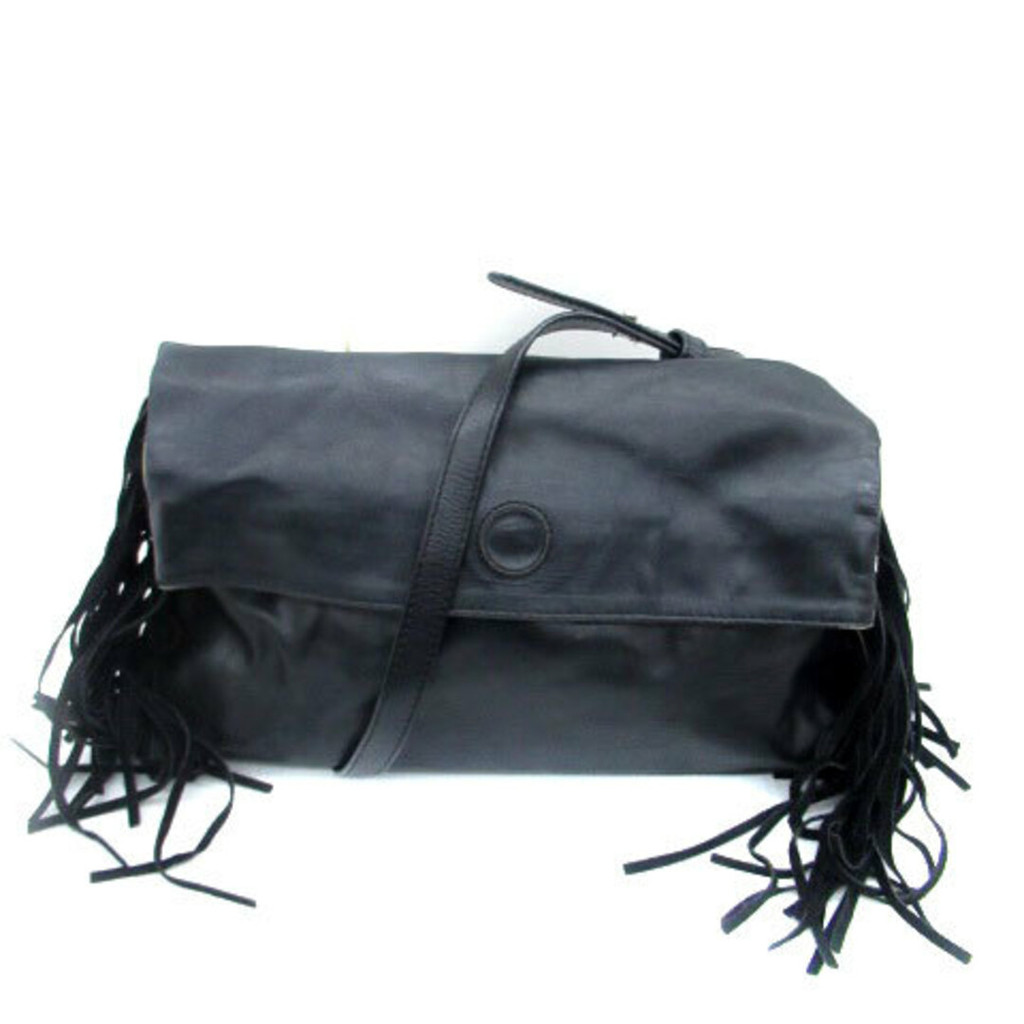 Shoulder Bag fake fringe leather Rose black Direct from Japan Secondhand