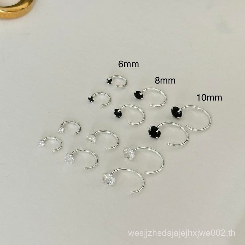 [ได้รับการรับรองเงินแท้] Suwan.na.shop ต่างหู ต่างหูห่วง ต่างหูไร้แป้น lพชsกลม