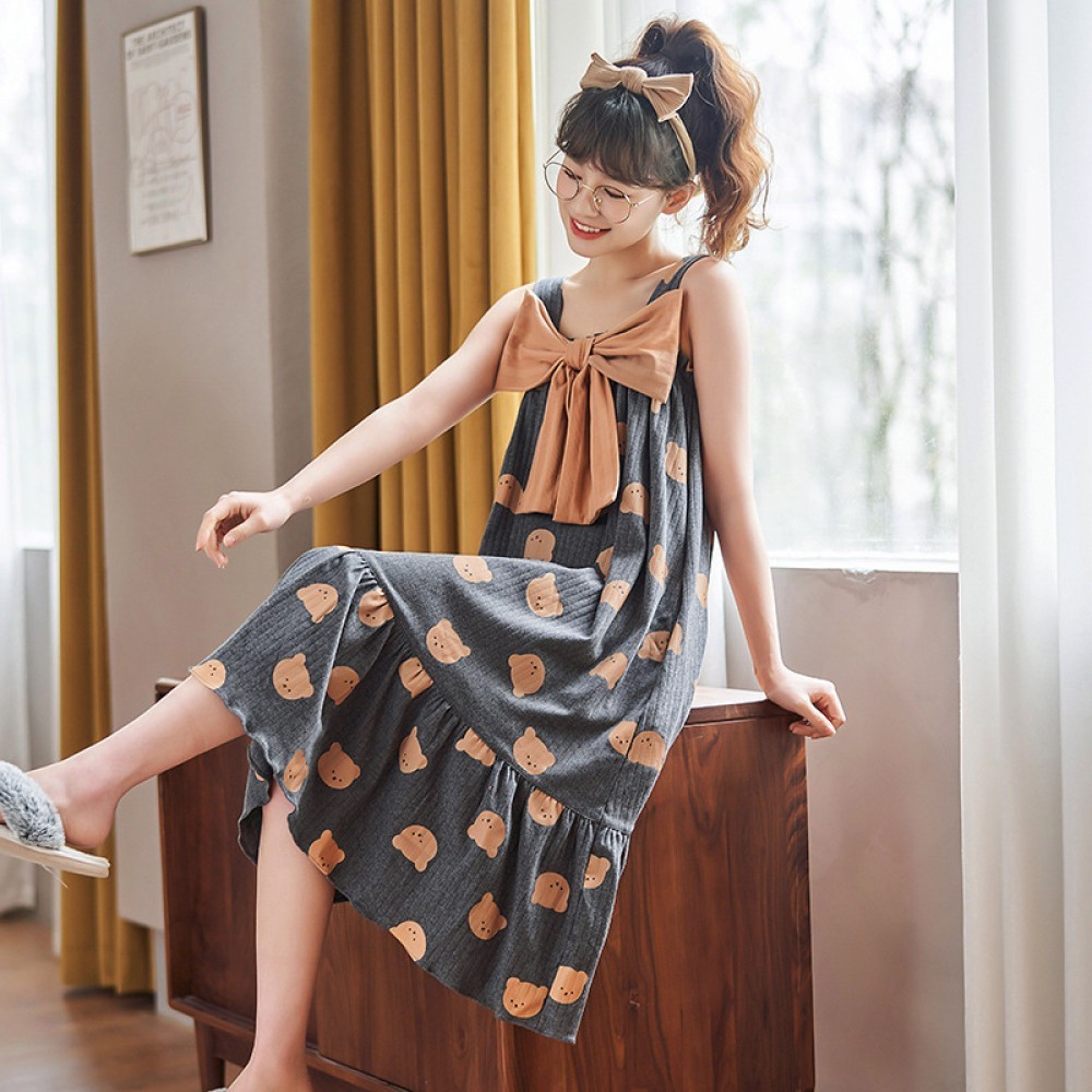 ชุดนอนลายดอกไม้ฝรั่งเศสผู้หญิงฤดูร้อนเสื้อกั๊กบางสาว Hl0001 SL 26084 GT XXL Shop Sanwildla07 th apri