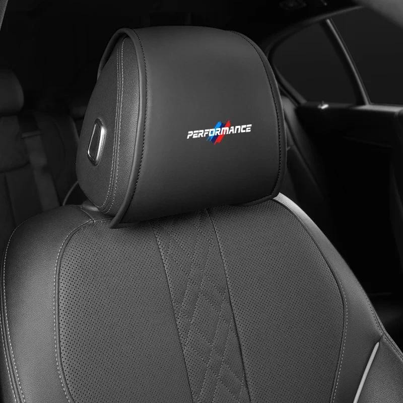 2PCS หนังรถที่นั่ง Headrest ฝาครอบป้องกันอุปกรณ์เสริมสําหรับ BMW Performance F30 F10 E90 F20 E60 E70