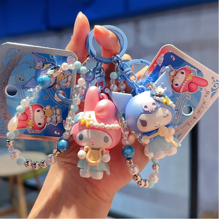 ของแท้ Sanrio Ocean Song Kuromi พวงกุญแจ/การ์ตูน Melody จี้ตุ๊กตาน่ารักของขวัญเล็กๆ