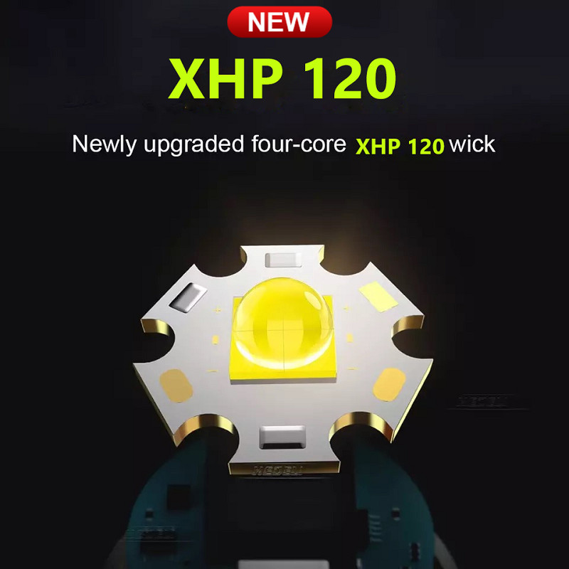 Super XHP120 ไฟฉาย Led ที่ทรงพลังที่สุด XHP90 High Power T