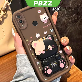 สําหรับ huawei Y7 Y9 Y9S Y9 PRIME Y7 pro 2019 Y6P 2020 เคสโทรศัพท์ Softcase กันกระแทกใหม่ออกแบบความงามพร้อมผู้ถือ 360° กระจกแต่งหน้า แมวน่ารัก สําหรับเด็กผู้หญิง JTXMMZJ