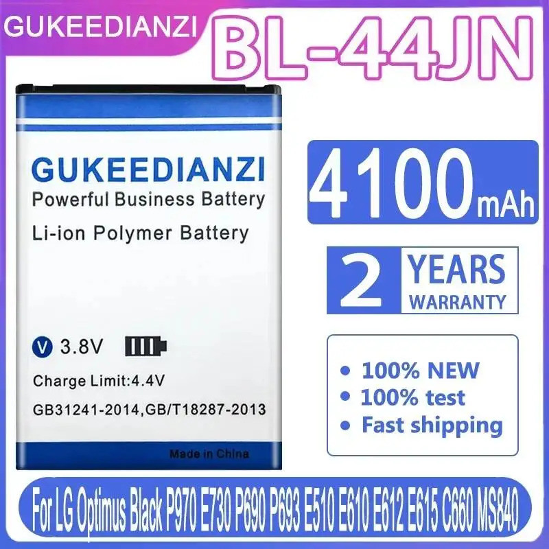 แบตเตอรี่โทรศัพท์มือถือ BL-44JN 4100mAh สําหรับ LG Optimus สีดํา P970 E730 P690 P693 E510 E610 E612 