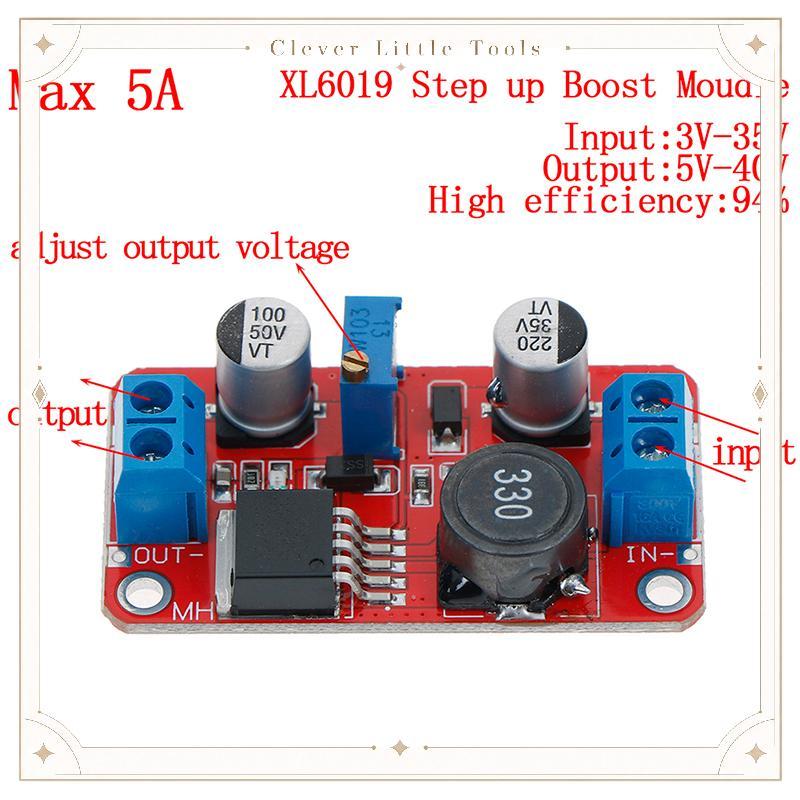 5A DC-DC เพิ่มพลังงานโมดูลเพิ่มโวลต์แปลง3.3V-35V เป็น5V 6V 9V 12V 24V COD