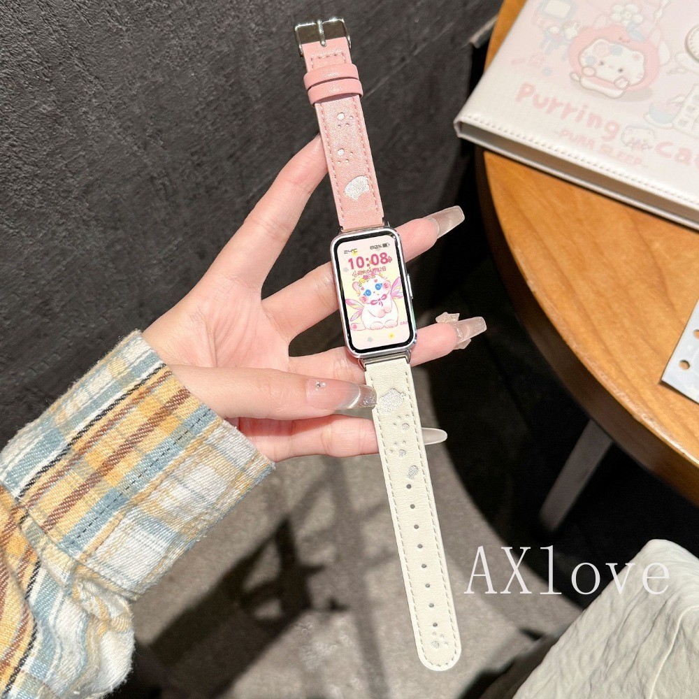น้ําหนักเบา Hollowed Out สายหนังลูกแมวสําหรับ Huawei 11Pro 10 9 8 สร้อยข้อมือสําหรับ Huawei Watch Fit 3 4 5 Pro สายรัดข้อมือ