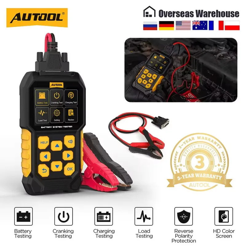 AUTOOL BT460 เครื่องทดสอบแบตเตอรี่รถยนต์ 12v24v อายุการใช้งานแบตเตอรี่เครื่องทดสอบความต้านทานภายในพร