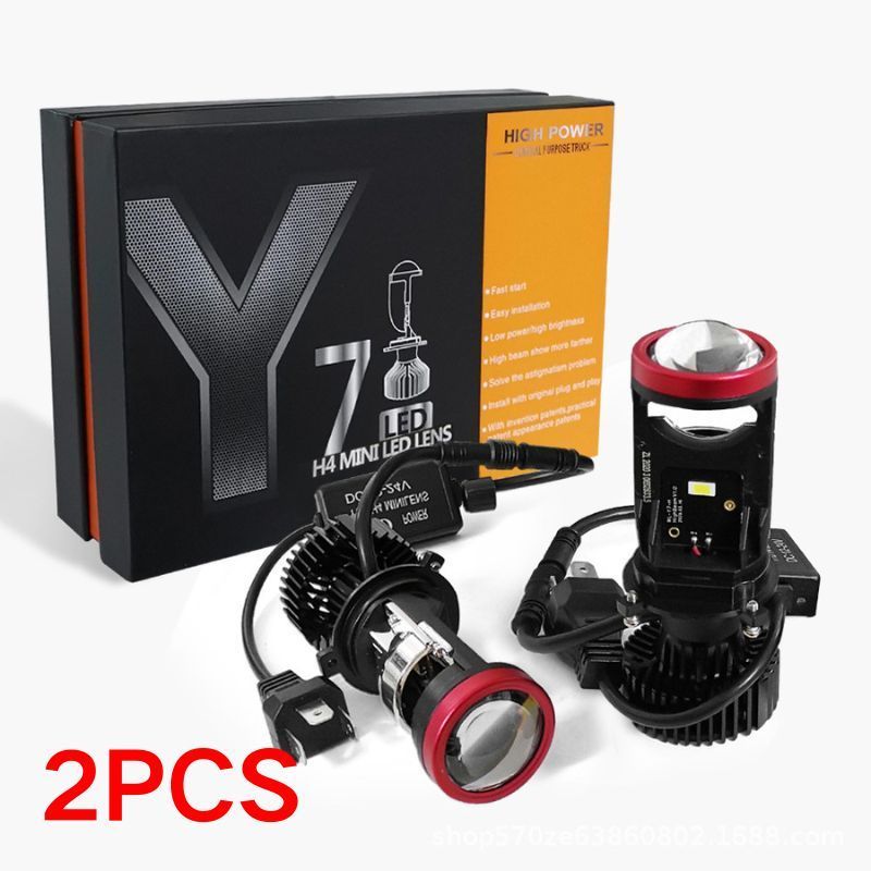 Y7/Y8 1คู่ หลอดไฟรถยนต์ LED Y8 ตัวใหม่ คัทออฟ พวงมาลัยขวา ขั้ว H4 ไฟหน้ารถยนต์ LED Y8