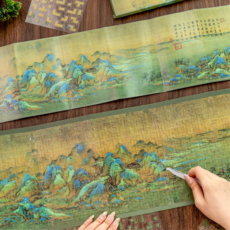WEI 19 ชิ้น [Relic Treasures Series] สติ๊กเกอร์ภูมิทัศน์ Thousand Li Rivers Mountains Han Palace Spring Porcelain Bloom Orchid Pavilion Preface