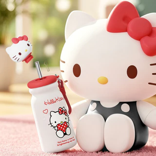 Sanrio Cloud Thermos Cup Girl High-value 316 ถ้วยน้ําสแตนเลสคู่การ์ตูนถ้วยฟางแบบพกพา