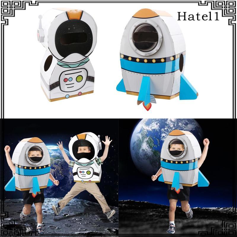 [Hatel] Space Themed Cardboard Rocket Photo ฉากหลังนักบินอวกาศกล่องรุ่นสําหรับเด็กs Birthday Party กิจกรรมตกแต่ง