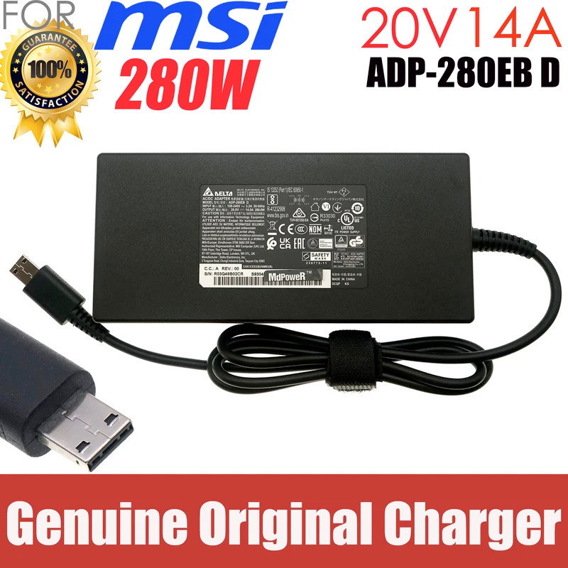 Original DELTA ADP-280EB D 20V 14A 280W AC Adapter Charger สําหรับ MSI 20.0V 14.0A 280.0W แล็ปท็อป U