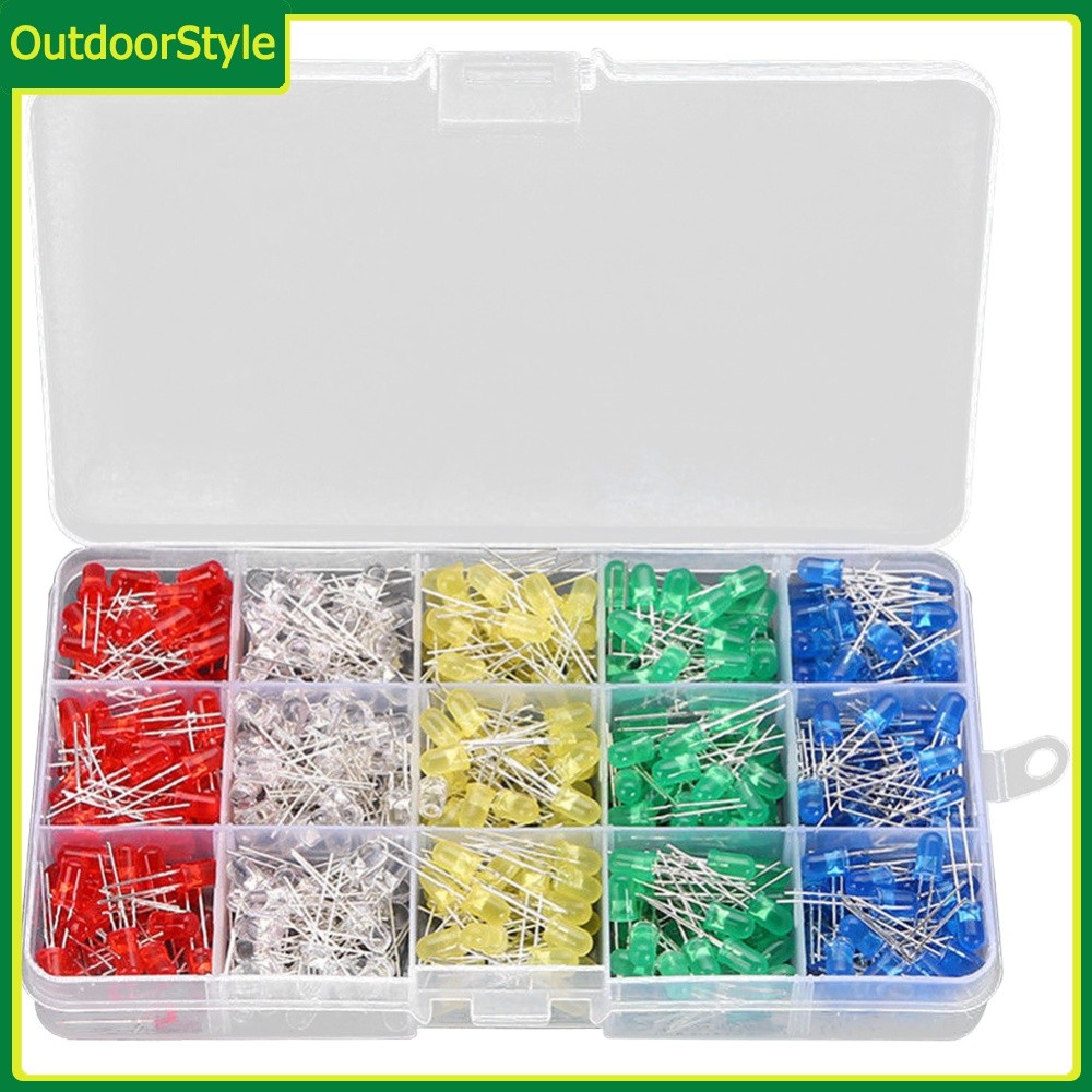 สไตล์กลางแจ้ง♫ 500 ชิ้น LED Light-Emitting Diode 100 ชิ้น/สี 5 มม.Emitting Diode Assortment