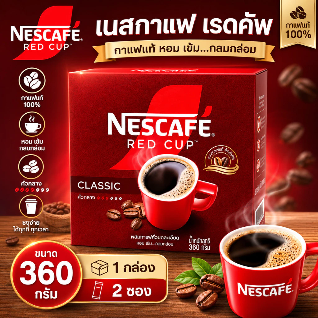 เนสกาแฟ เรดคัพ ขนาด 360 กรัม ( 1กล่อง 2 ซอง)