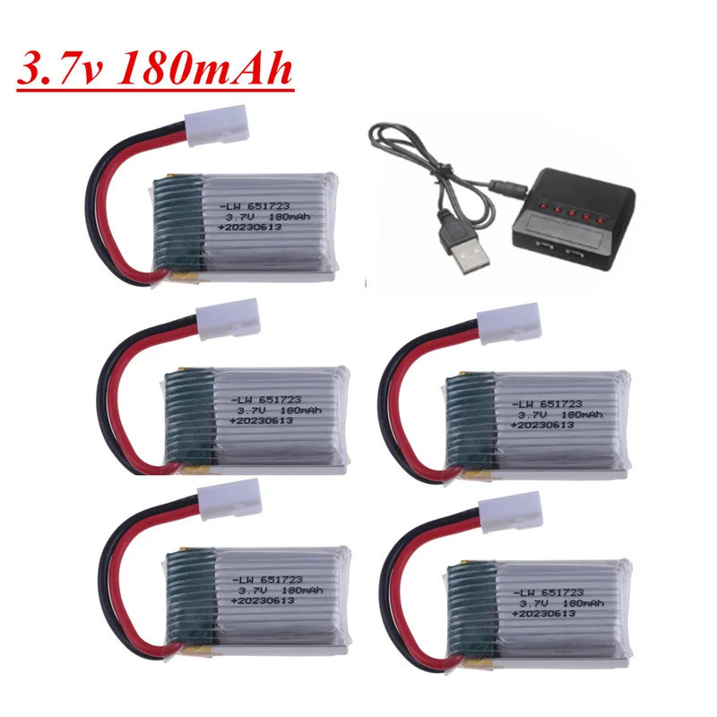 3.7V 180mAh แบตเตอรี่ Lipo พร้อมเครื่องชาร์จสําหรับ Eachine H8 JJRC H2 H8 H48 H8 Mini RC Quadcopter 