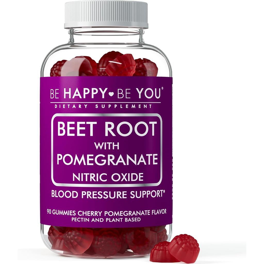 Beetroot with Pomegranate Gummies – Nitric Oxide Booster & Blood Pressure Support – รสทับทิมจากมังสวิรัติ ปราศจากเจลาติน – 90 Ct