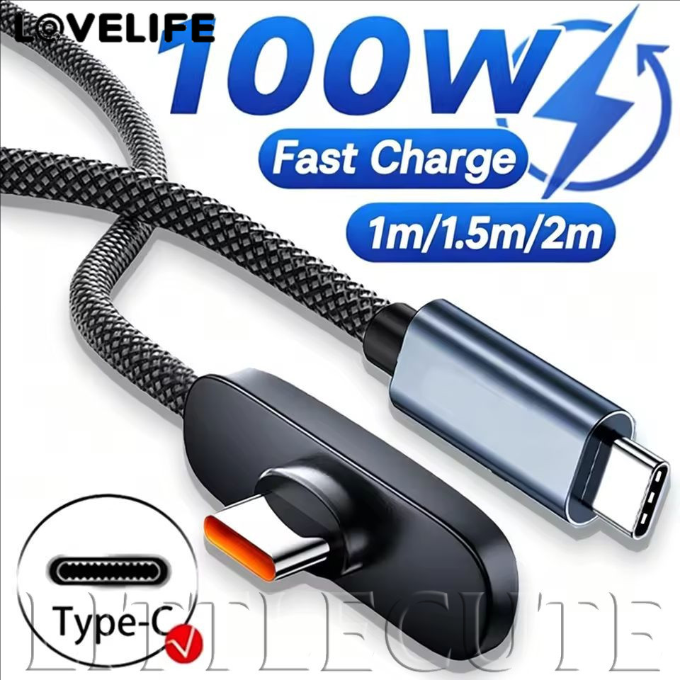 [AUTO&3C] 100W Dual Type C Fast Charging Data Cable 90° สายข้อศอกสําหรับเกมสําหรับโทรศัพท์แล็ปท็อปถ่ายโอนข้อมูล /ราคาดี