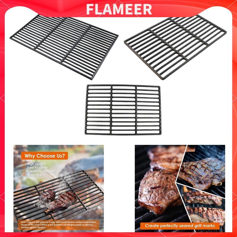 [Flameer] Grate เตาอบ Grate เหล็กหล่อชั้นวางย่างบาร์บีคิวตะแกรงย่างตะแกรงลวดแม้ความร้อนกระจาย Nonstick เหมาะสําหรับบาร์บีคิวกลางแจ้งปิคนิคครอบครัวรวบรวม