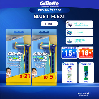 [Mua 10 Tặng 5] Dao Cạo Râu Gillette Blue II Flexi - Gói 10 Cái Tặng 5