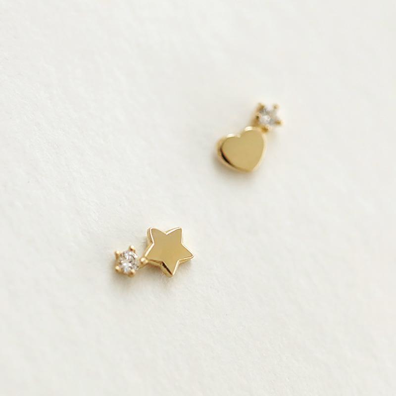 Starry Heart Earrings ต่างหูเงินแท้ S925 [MERCELO]