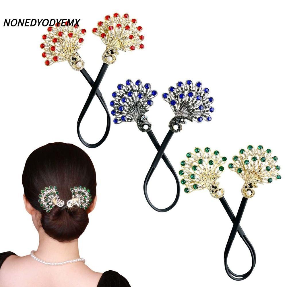 NONEDYOMX ทรงผม Twist, ม้วนผมเครื่องมือ Headwear ผม Bun Maker Twist, Elegant Easy Fast Snap รูปนกยูง Hairpin ผู้หญิง