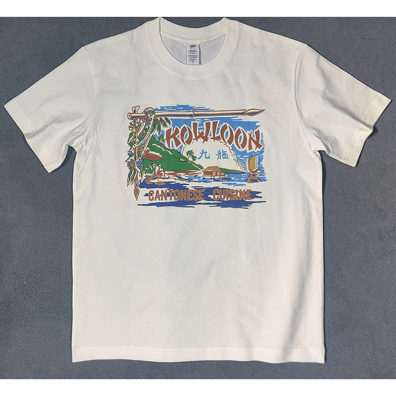 สไตล์ใหม่ 90S HONG KONG KOWLOON Retro Travel KOWLOON City HONG KONG สไตล์ผู้ชายผู้หญิงแขนสั้น