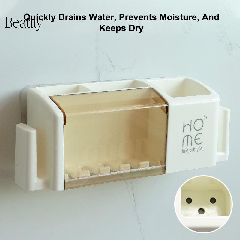 Massivedeals ติดผนัง Multi-Functional Five Hole ผู้ถือแปรงสีฟันห้องน้ํา Ra สําหรับครอบครัว Organizer แปรงสีฟันยาสีฟันชั้นวางใหม่