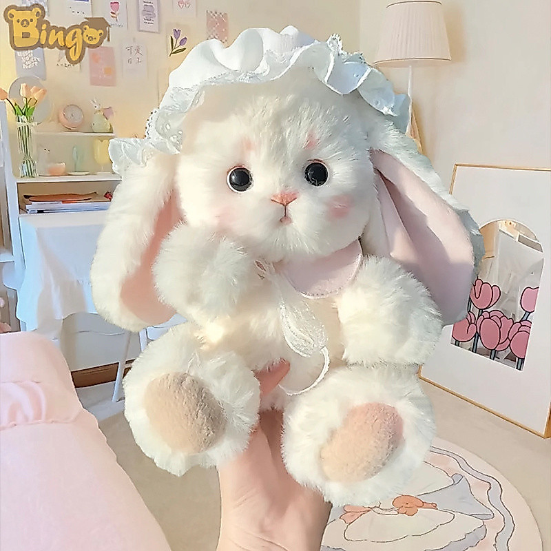 【Bingo】ชุดทำเองตุ๊กตากระต่ายขาว 28cm หูปรก【ผ้าพันคอ+หมวก+เครื่องบันทึกเสียง】น่ารักนุ่มพิเศษ ชุดอุปกรณ์ครบวงจร ของขวัญสร้างสรรค์ (0449)