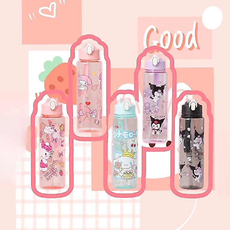 ขวดน้ําดื่ม ขายส่ง ขวดน้ำแบบพกพา ความจุ700ml เชือกสั้น+หลอดดูด ดีไซน์มินิมอล น่ารัก กันรั่ว เบาพกพาง่าย ขวดน้ำสำหรับเด็ก
