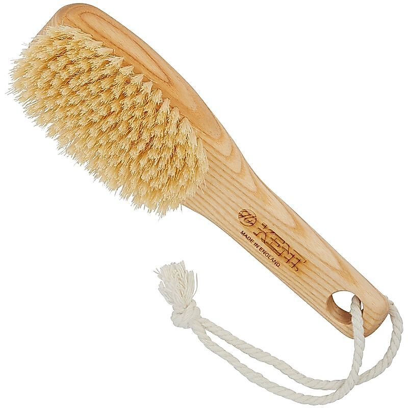 แปรงอาบน้ำขนหมูป่าแท้ KENT FD6- Ash Pure White Bristle Shower Bat แปรงขัดผิวแบบมีด้าม