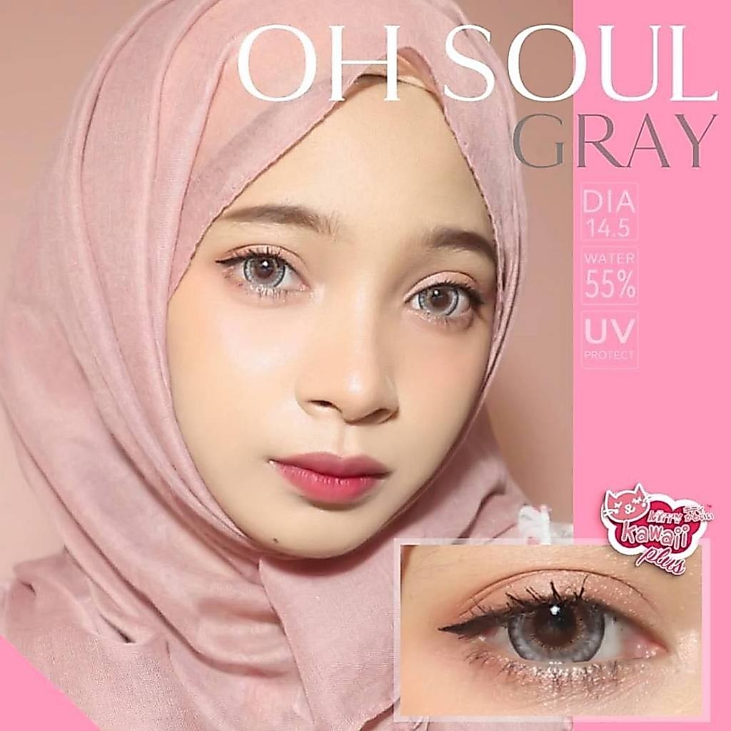 คอนแทคเลนส์ Size : L รุ่น Oh soul (kittykawaii) สี : Brown / Gray
