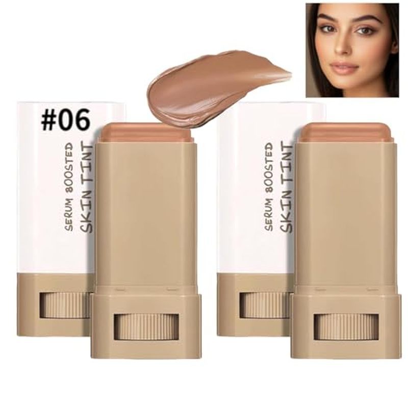 2 ชิ้น Foundation Stick Beauty Balm Serum Boosted Skin Tint, 2025 ใหม่แต่งหน้า Tint, Portabl Moistur