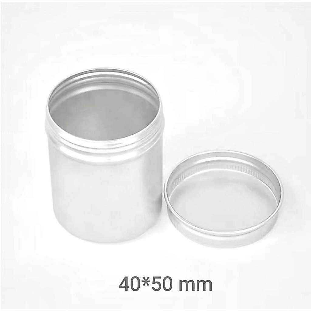 ตลับอลูมิเนียม ฝาเกลียว สีเงิน ขนาด 40 กรัม 40*50 mm.ใส่เครื่องสำอาง Aluminium cream Jar มีของพร้อมส่ง