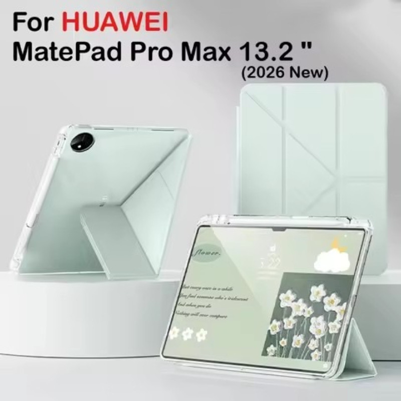 โปร่งใส HD อะคริลิคสําหรับ HUAWEI MatePad Pro Max 13.2 นิ้ว 2026 12 X Air 12 Pro 12.2 13.2 11.5 PaperMatte 11.5 S SE 11 Air 11.5 Pro 11 พร้อมผู้ถือปากกาสมาร์ทขาตั้งกรณี